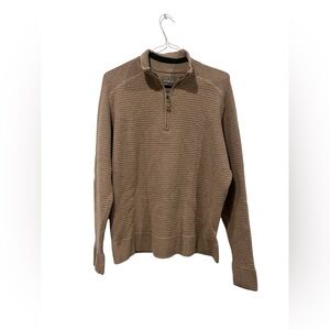 Royal Robbins Sweater Men’s XL‎ Knit Wool Cotton Blend Quarter Zip Tan EUC